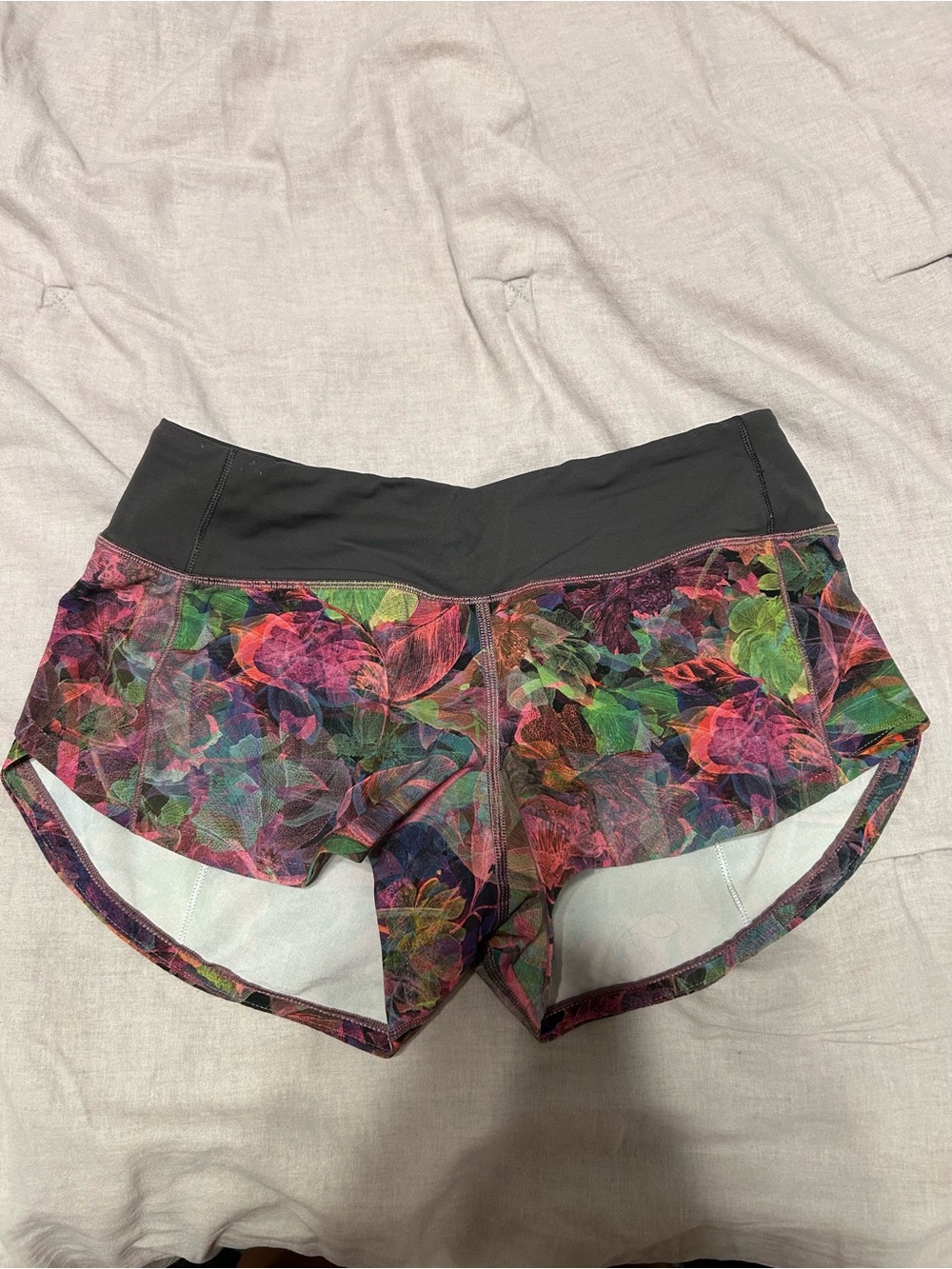 lululemon athletica Multicolor Floral Athletic Shorts with Black Waistband RARE